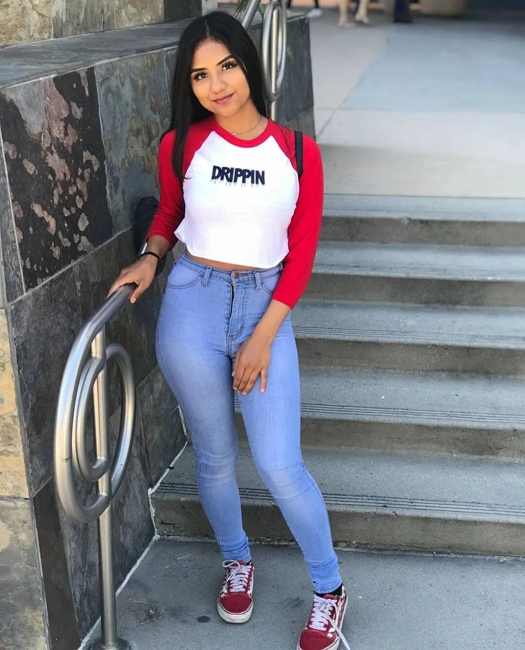 Black Drippin (S) | Cropped White/Red Baseball Tee