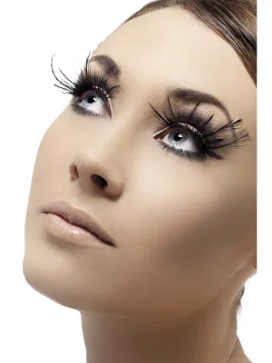 Black Eyelashes with Feather Plumes