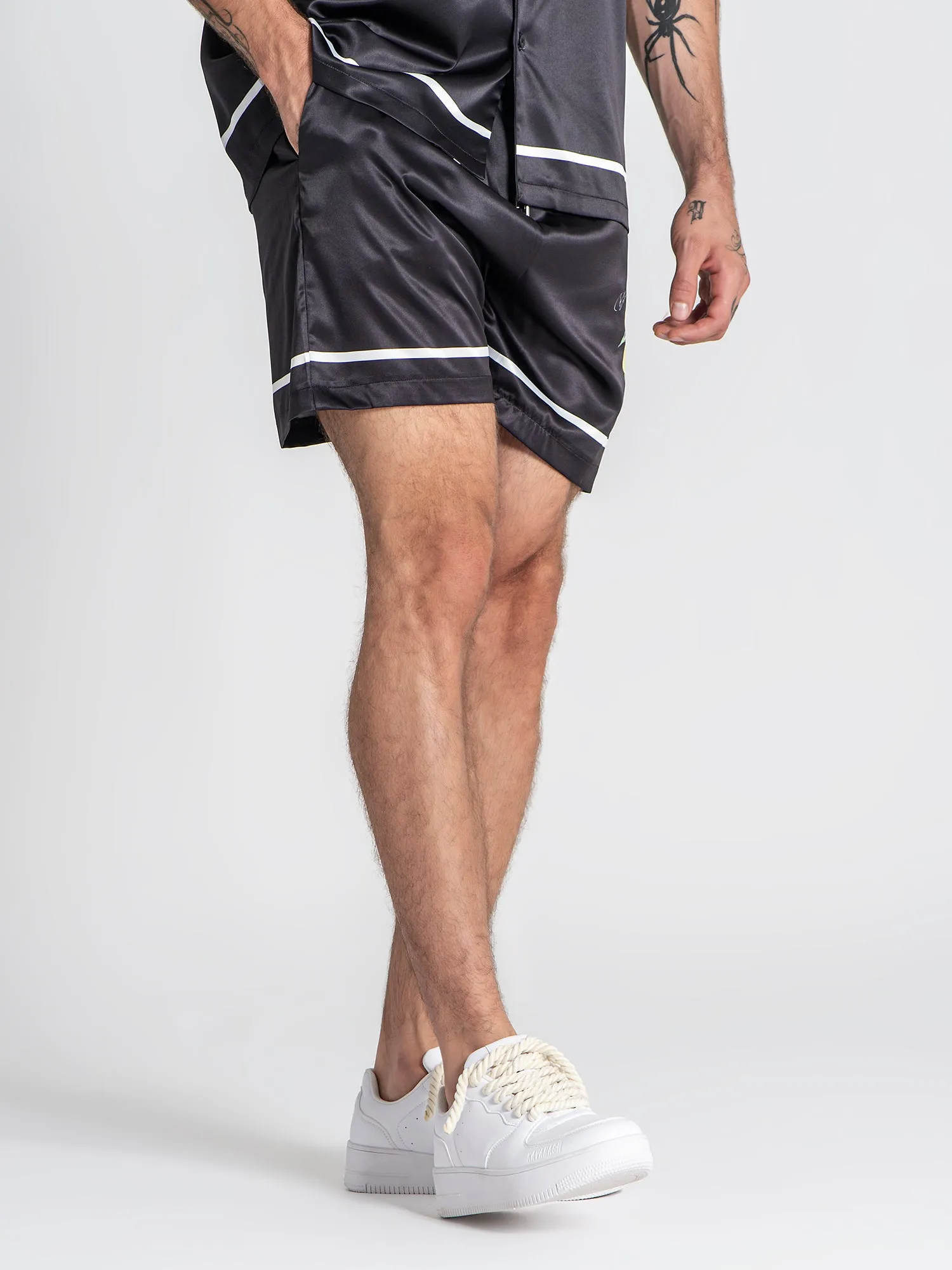 Black Lemonade Satin Shorts