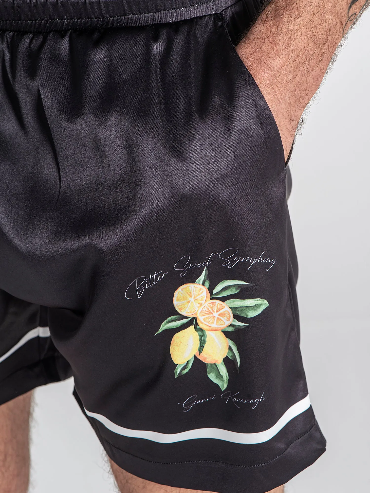 Black Lemonade Satin Shorts