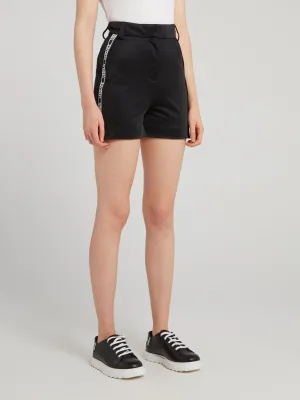 Black Logo Tape Jersey Shorts