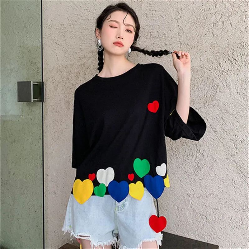 BLACK LOVE SHORT SLEEVE CROPPED TOP UB3183