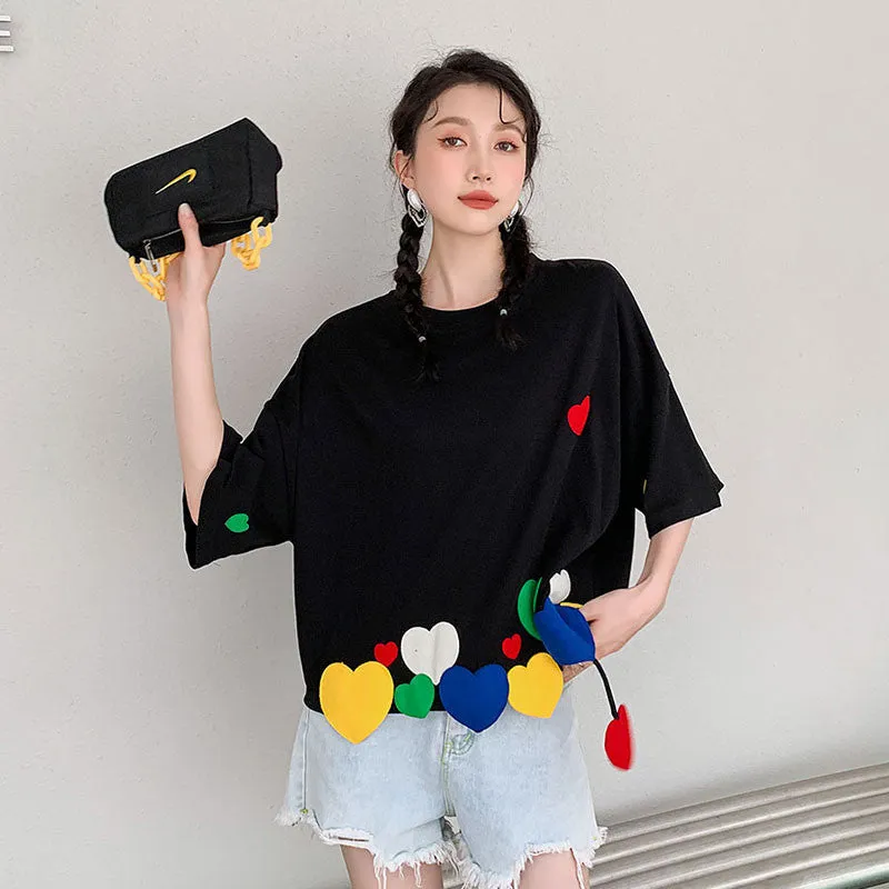 BLACK LOVE SHORT SLEEVE CROPPED TOP UB3183