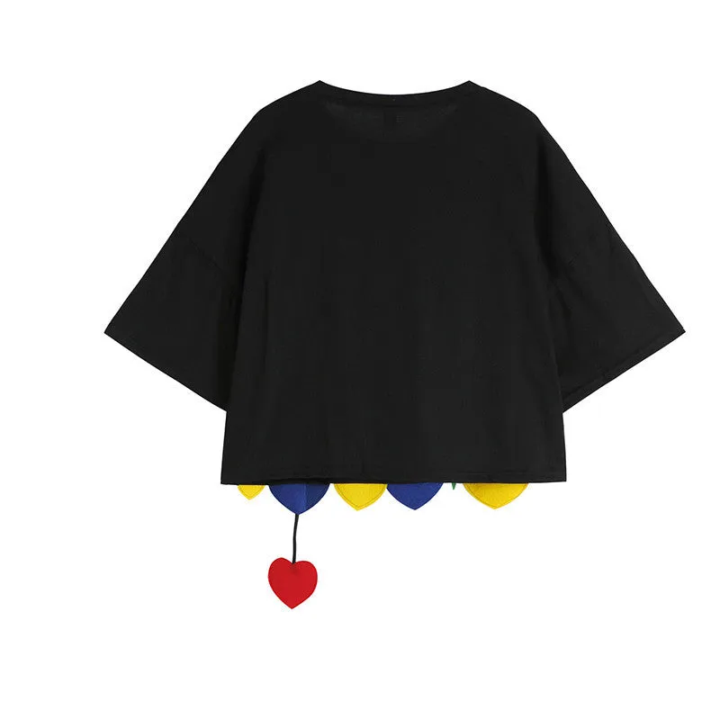 BLACK LOVE SHORT SLEEVE CROPPED TOP UB3183