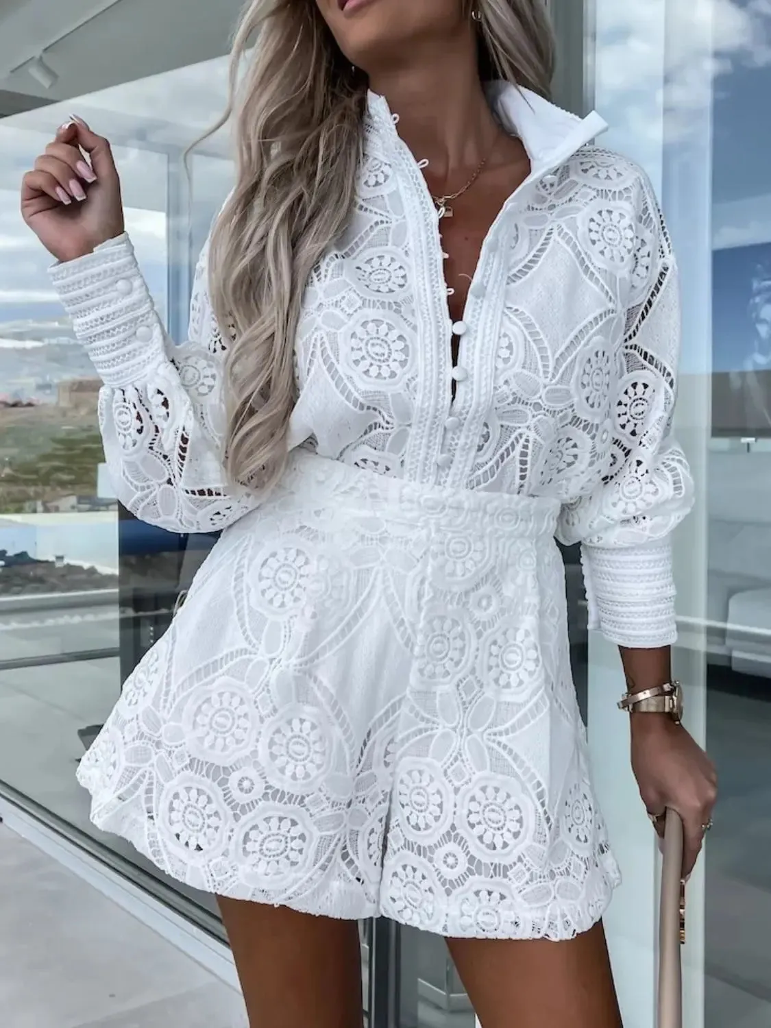'Boheme' Long Sleeve Top and Shorts Set