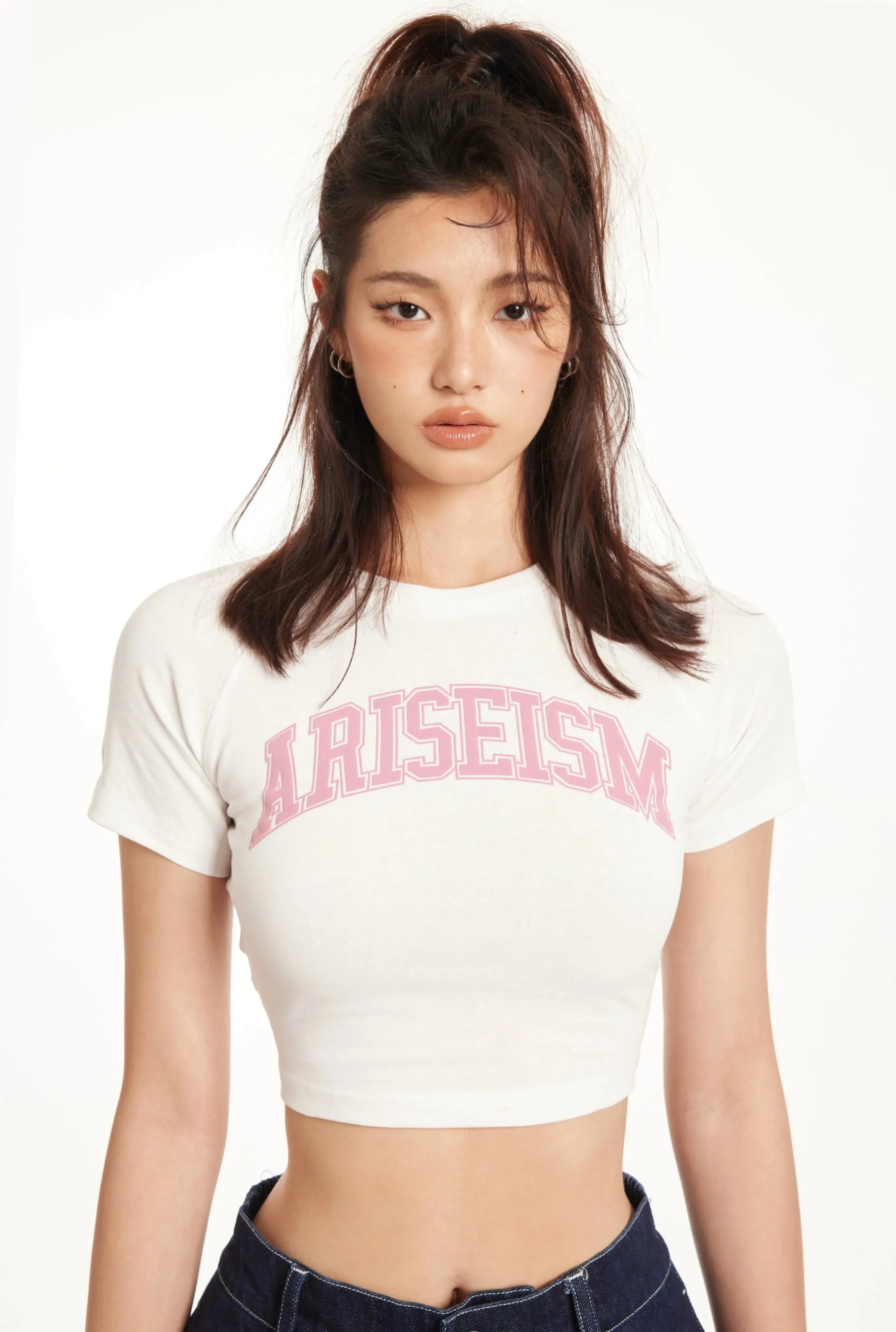 Bold Text Graphic Crew Neck T-shirt