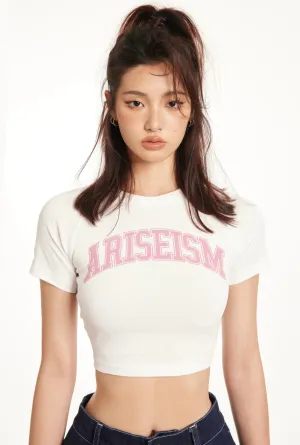 Bold Text Graphic Crew Neck T-shirt