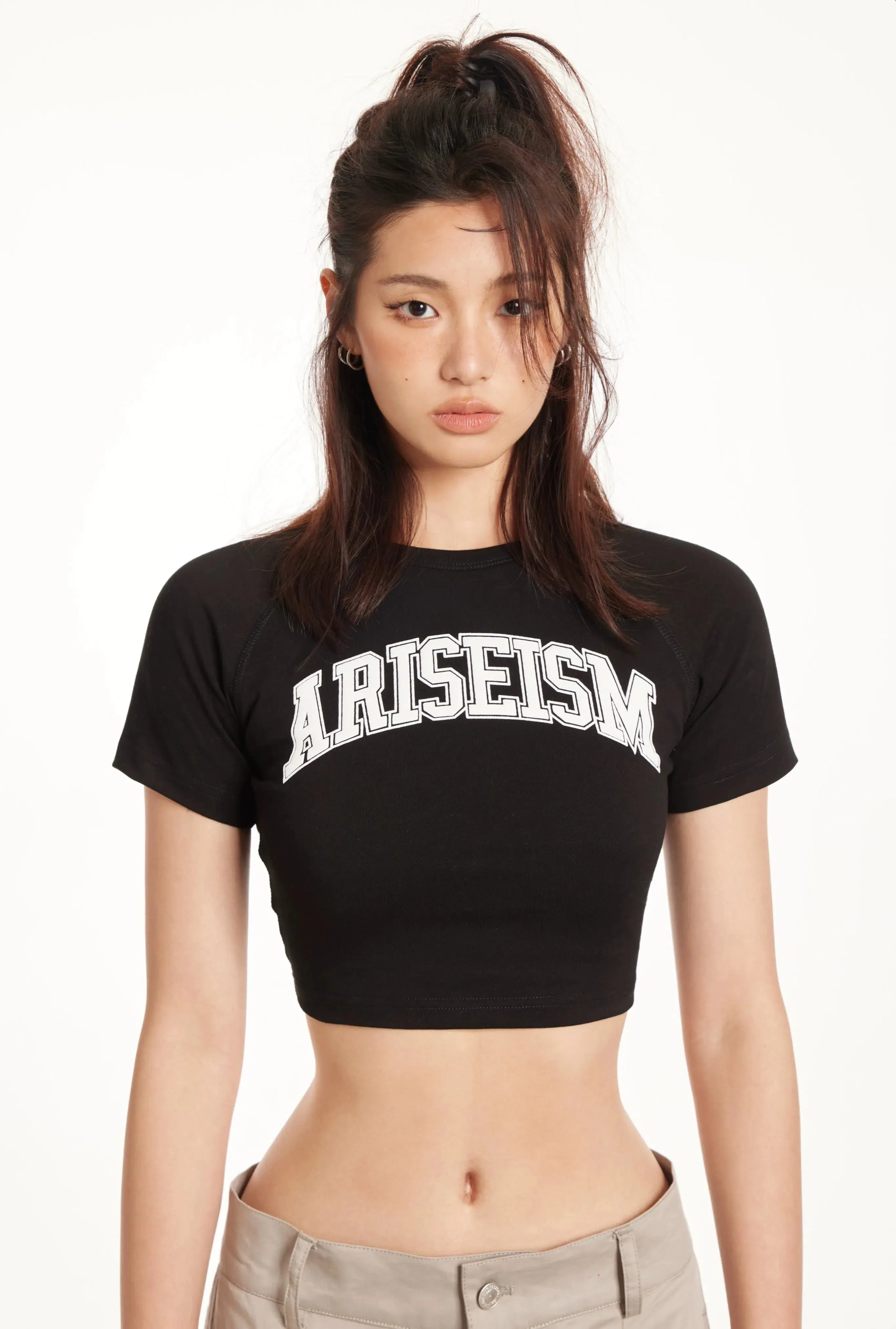 Bold Text Graphic Crew Neck T-shirt