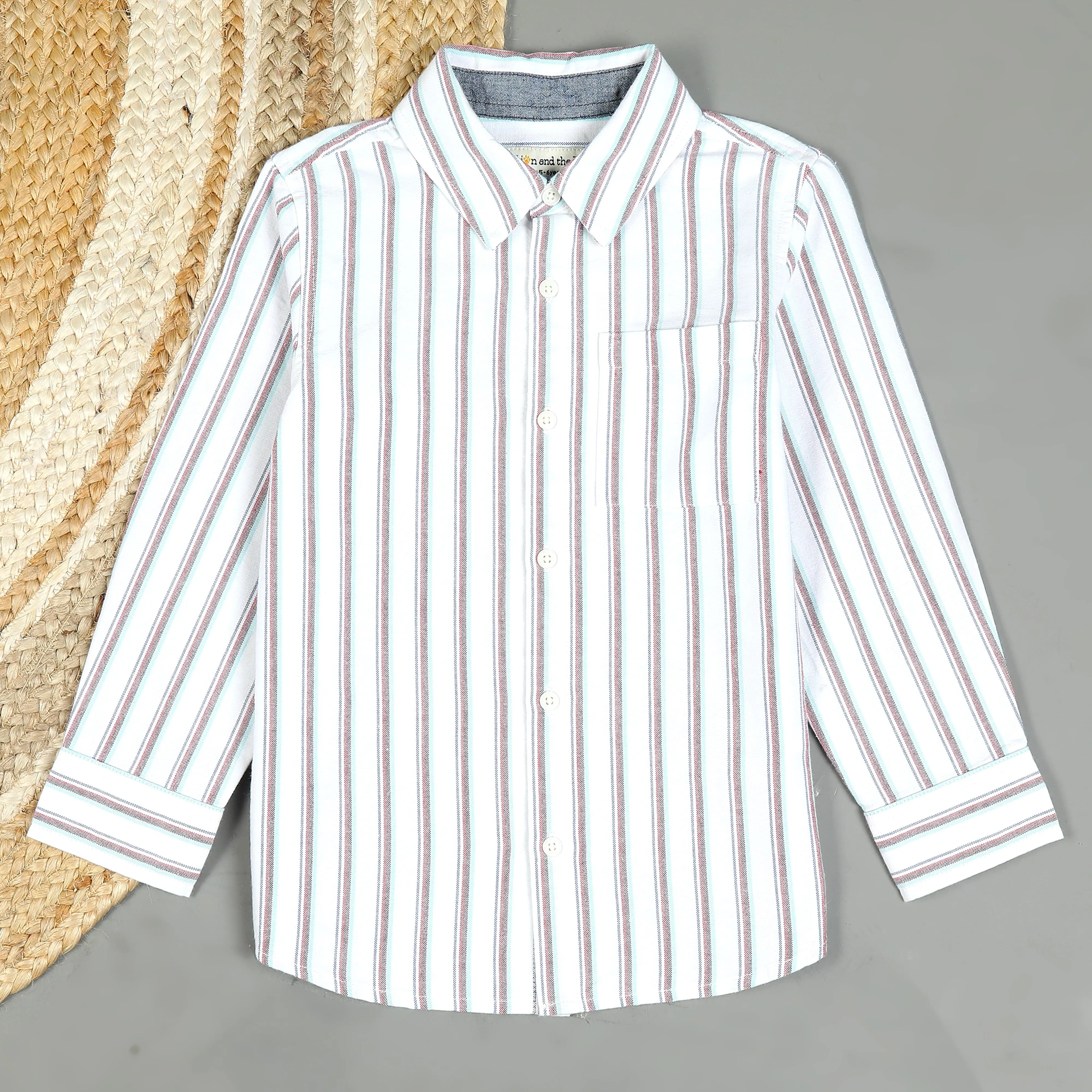 Boys Stripe Full Sleeve Shirt Light Ivory
