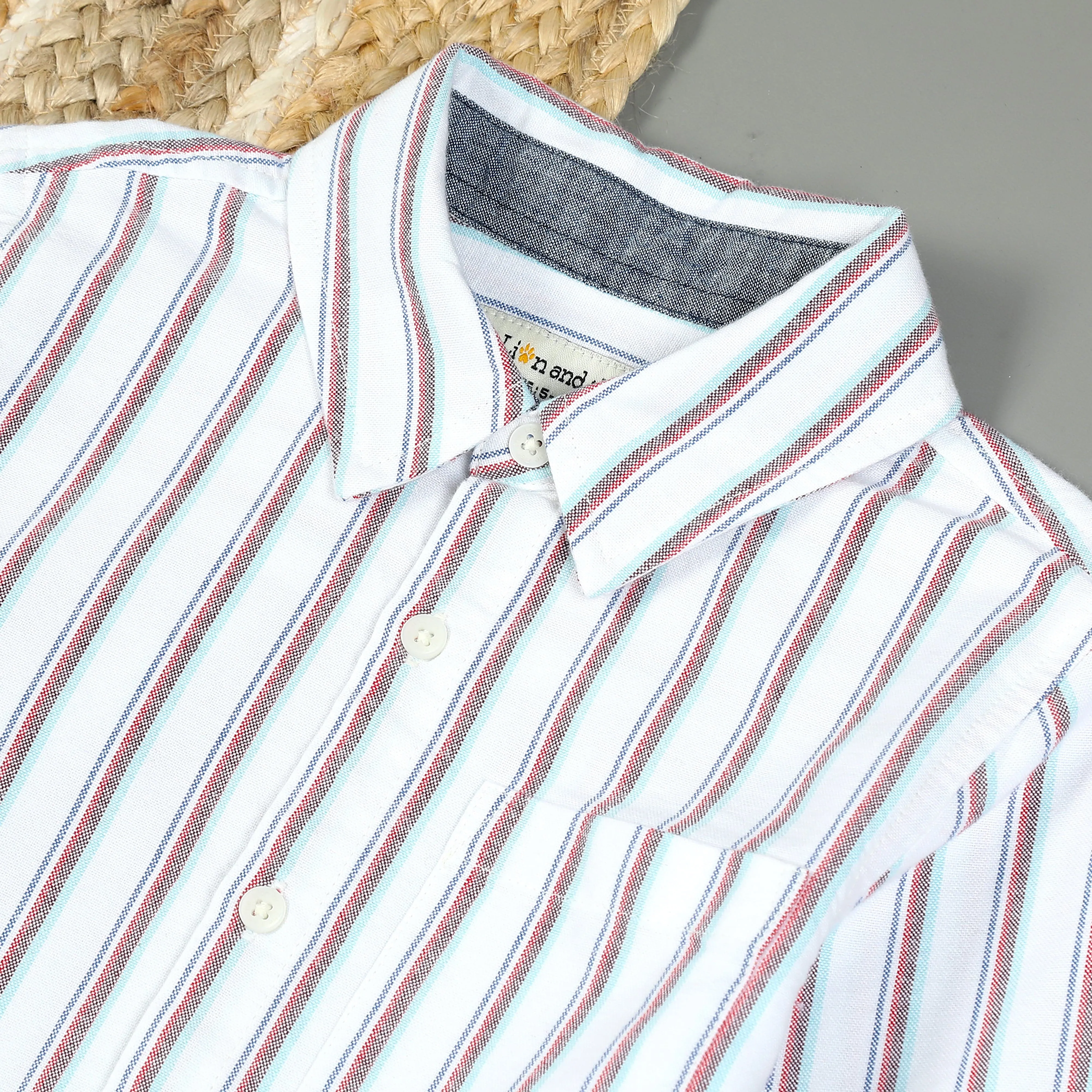 Boys Stripe Full Sleeve Shirt Light Ivory