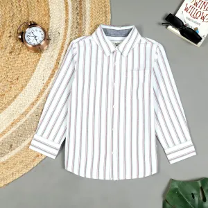 Boys Stripe Full Sleeve Shirt Light Ivory
