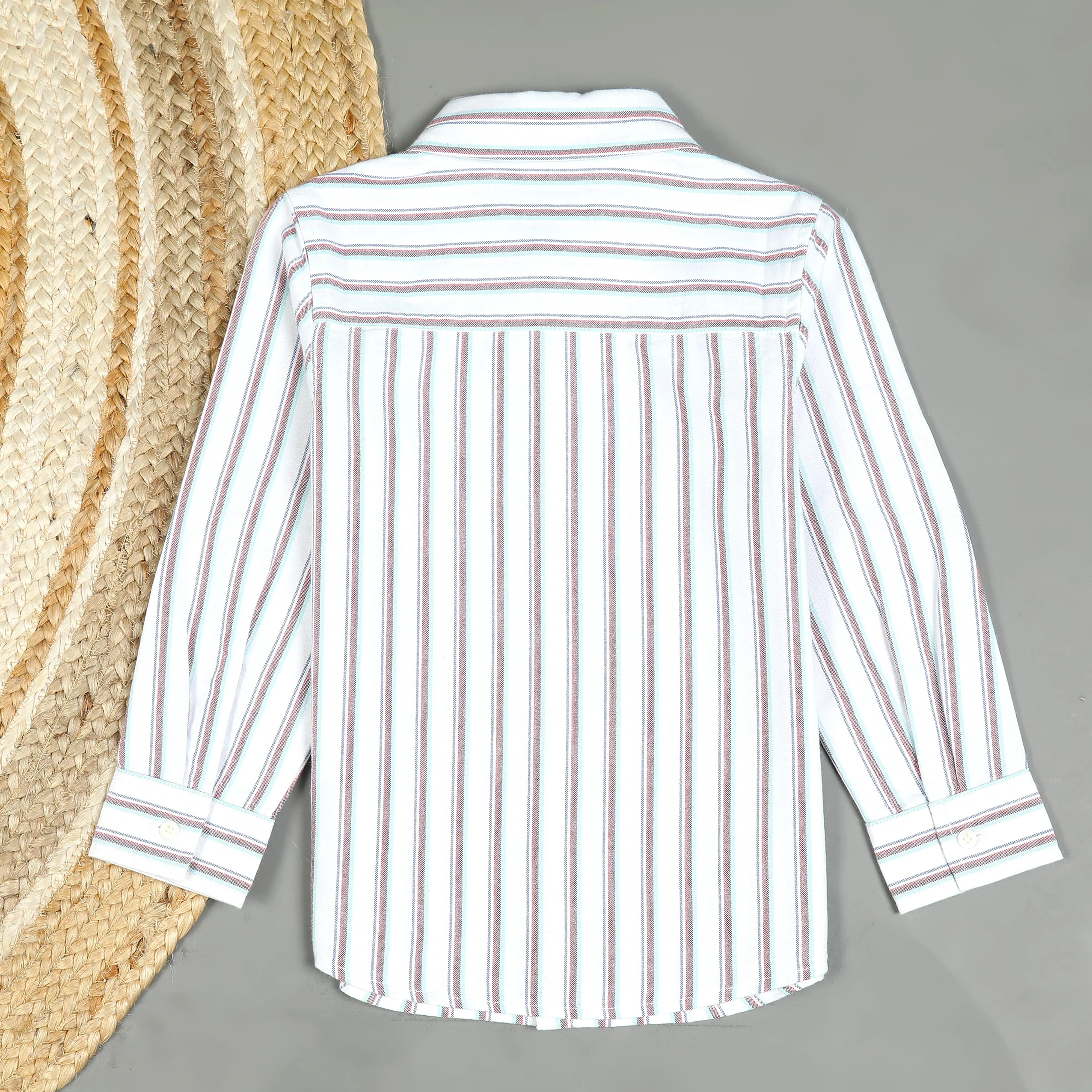 Boys Stripe Full Sleeve Shirt Light Ivory