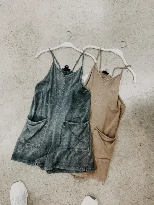 Brown Mineral Wash Romper