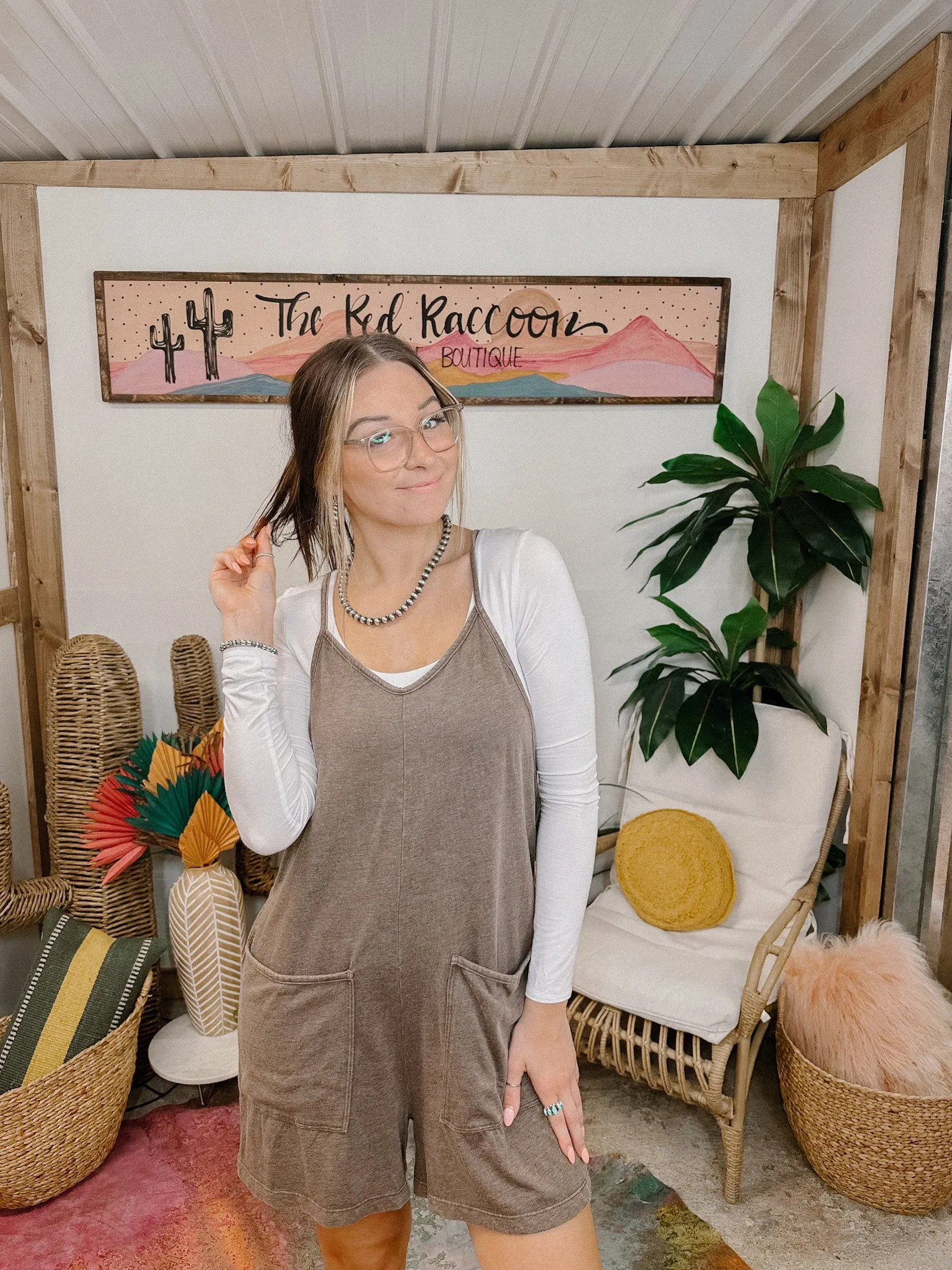 Brown Mineral Wash Romper