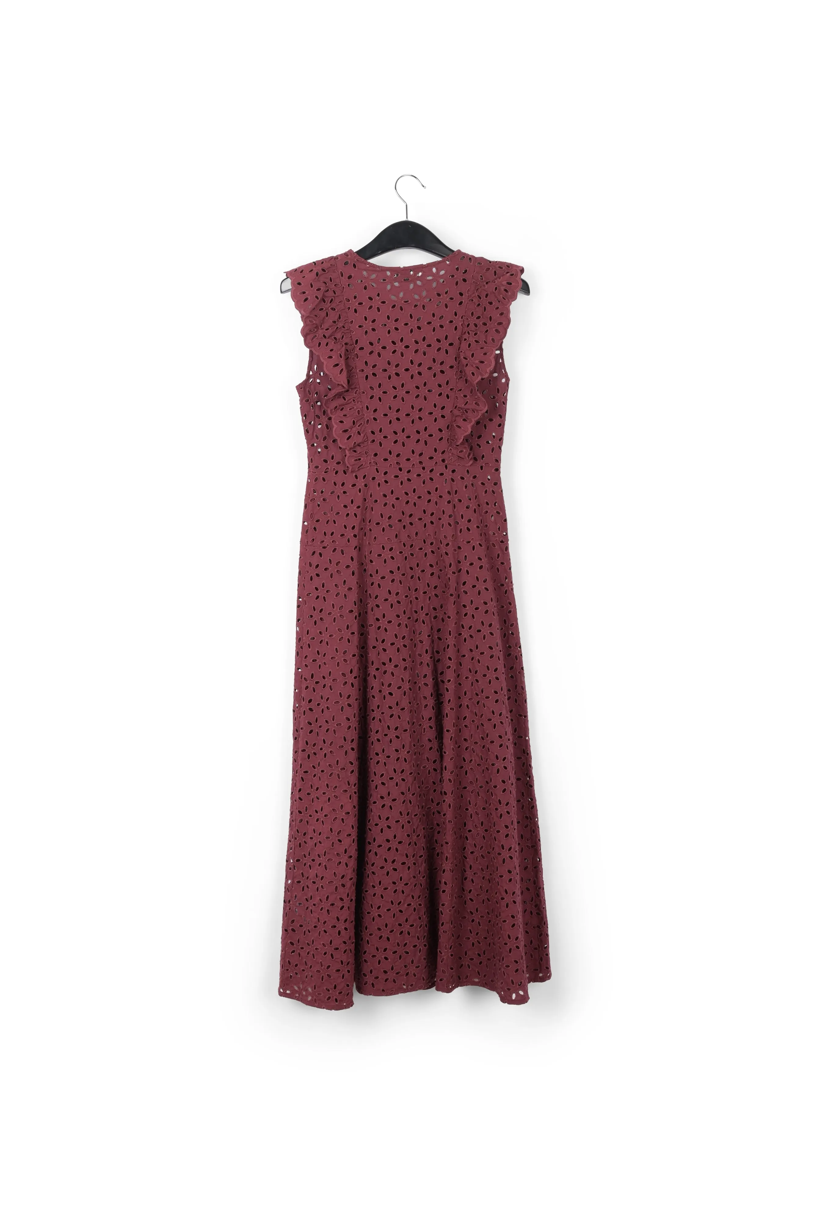 Burgundy broderie anglaise cotton maxi dress