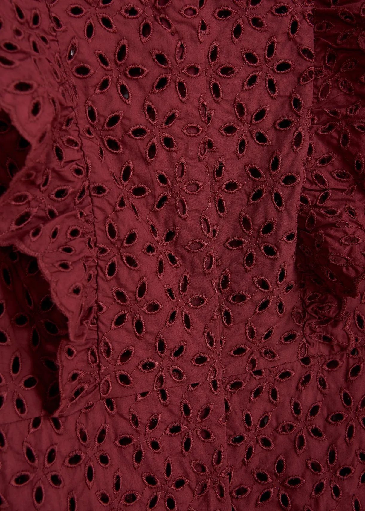Burgundy broderie anglaise cotton maxi dress