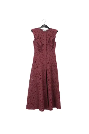 Burgundy broderie anglaise cotton maxi dress