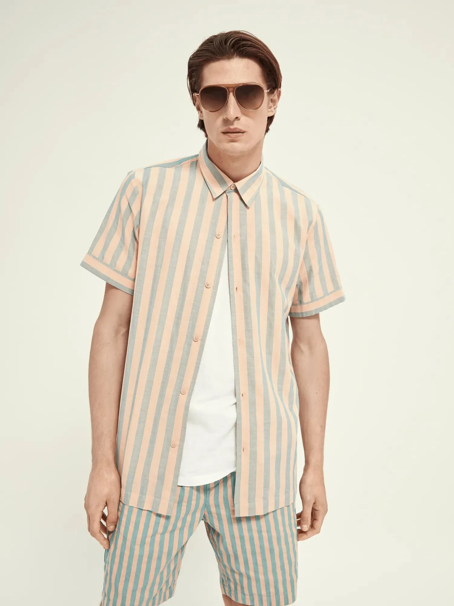 Camisa de marinero de manga corta en algodón