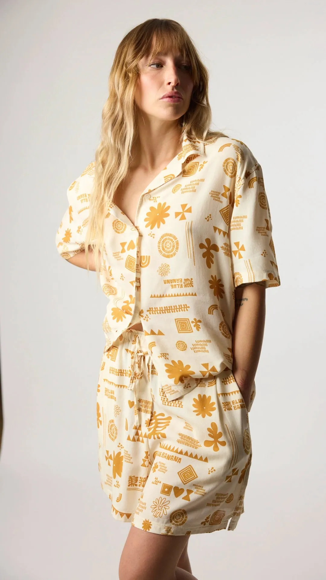 CAMISA MANGA CORTA MUJER TILE ECRU
