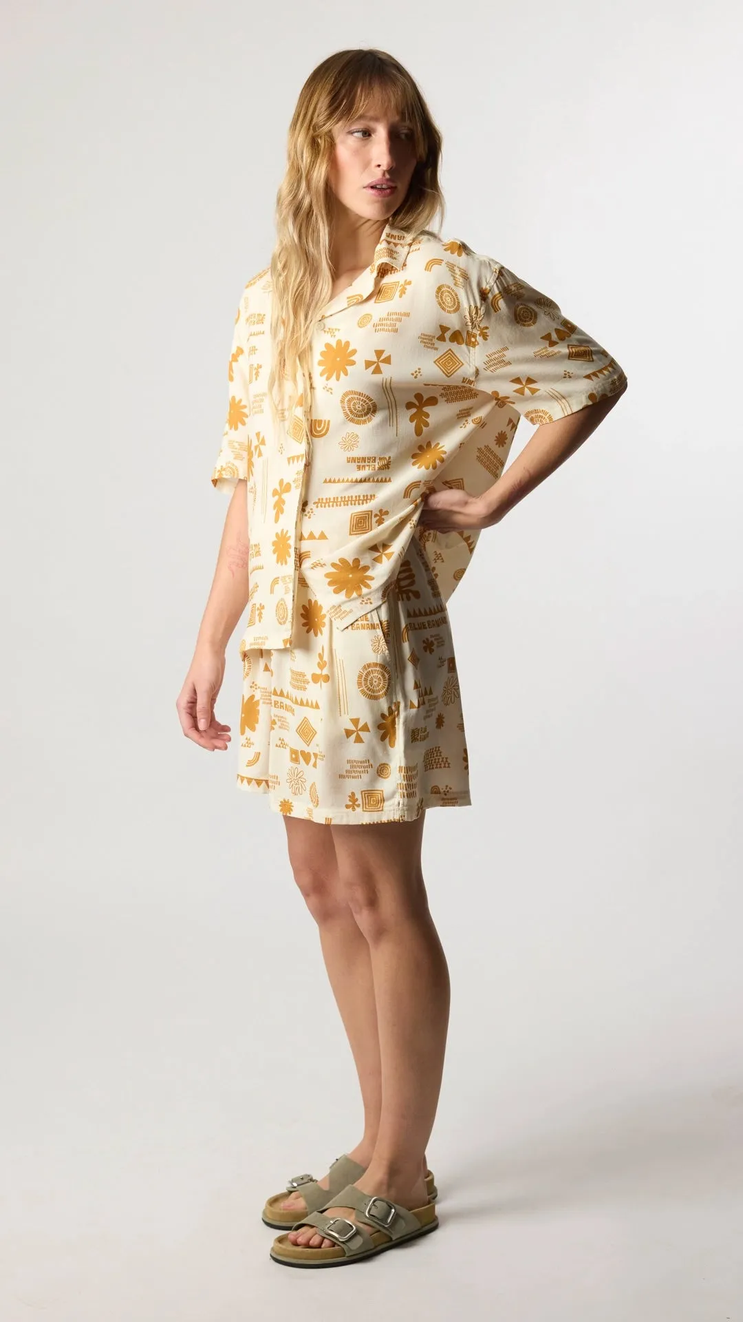 CAMISA MANGA CORTA MUJER TILE ECRU