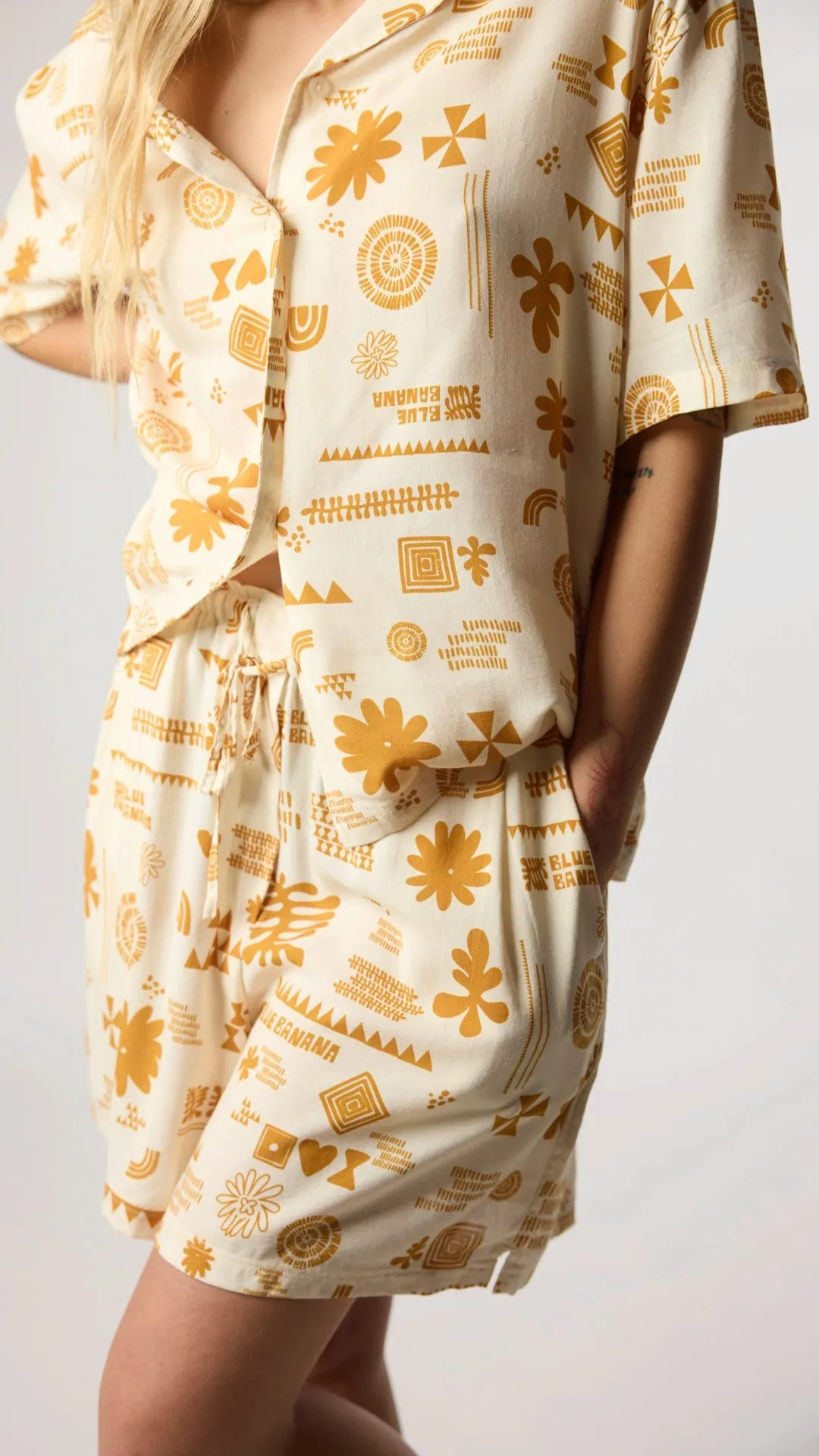 CAMISA MANGA CORTA MUJER TILE ECRU