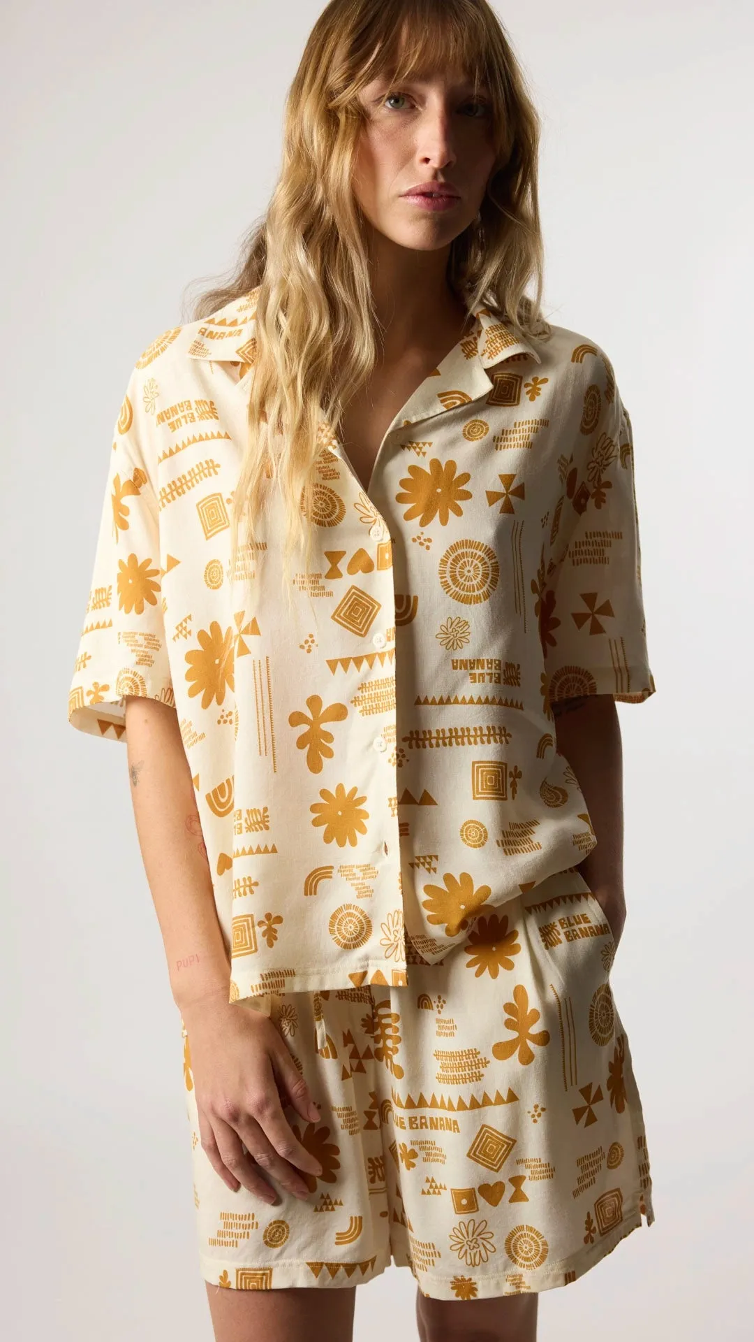 CAMISA MANGA CORTA MUJER TILE ECRU