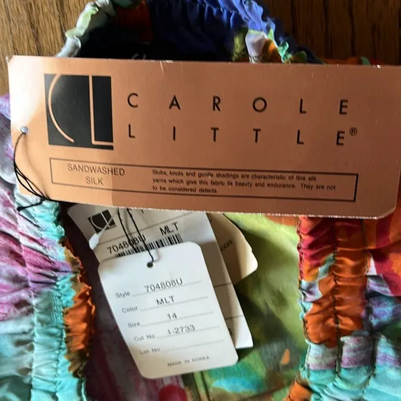 Carole Little Colorful Tropical Print Silk Shorts