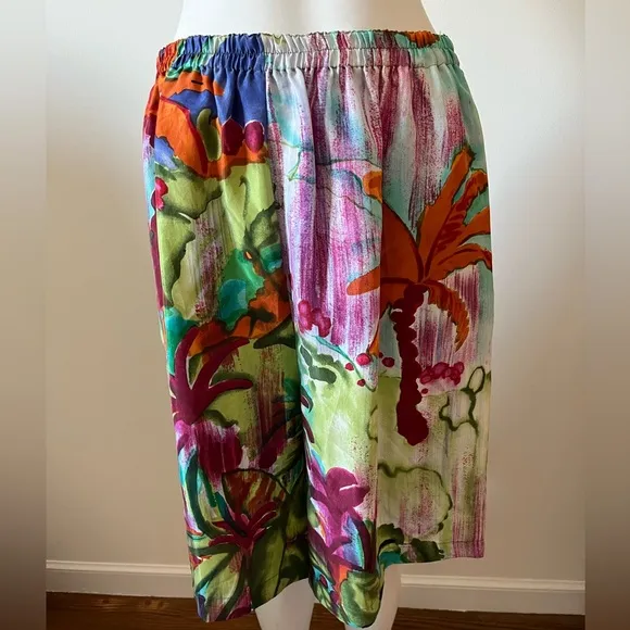 Carole Little Colorful Tropical Print Silk Shorts