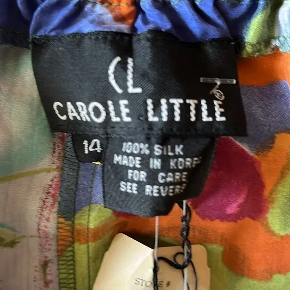 Carole Little Colorful Tropical Print Silk Shorts