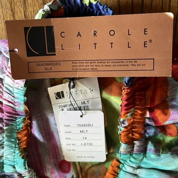 Carole Little Colorful Tropical Print Silk Shorts