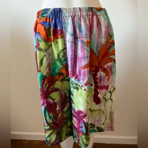 Carole Little Colorful Tropical Print Silk Shorts