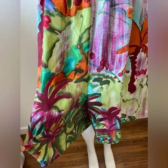 Carole Little Colorful Tropical Print Silk Shorts