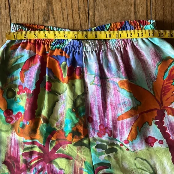 Carole Little Colorful Tropical Print Silk Shorts