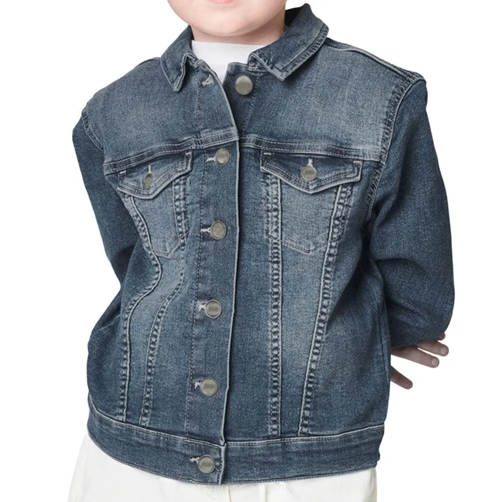 Change the World Kids' Denim Jacket - Motivational Quotes Jean Jacket - Illustration Denim Jacket for Kids