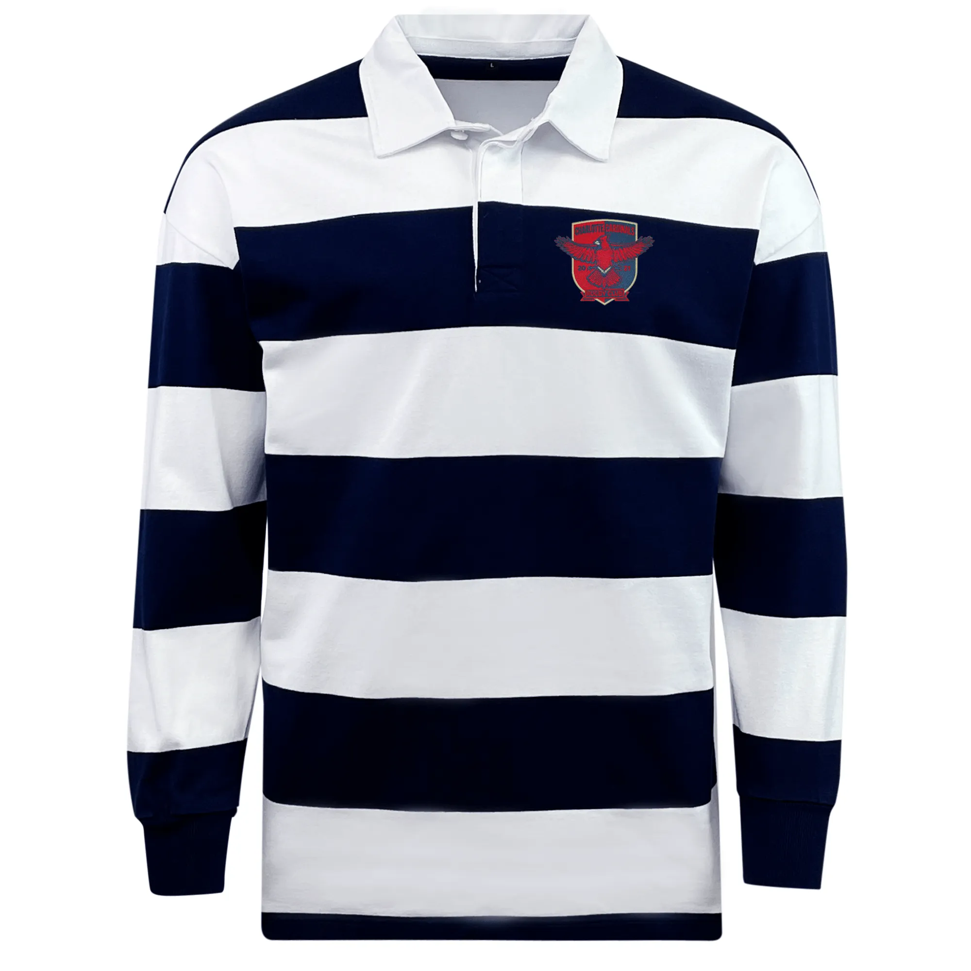 Charlotte Cardinals Rugby Club Classic Long Sleeve Hooped Rugby Jersey