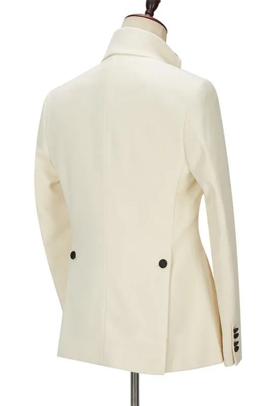 Chic Off White Slim Fit One Button Classic Men Suit
