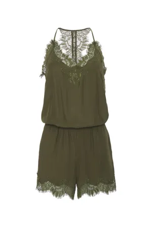 Coco Lace Romper Dark Olive