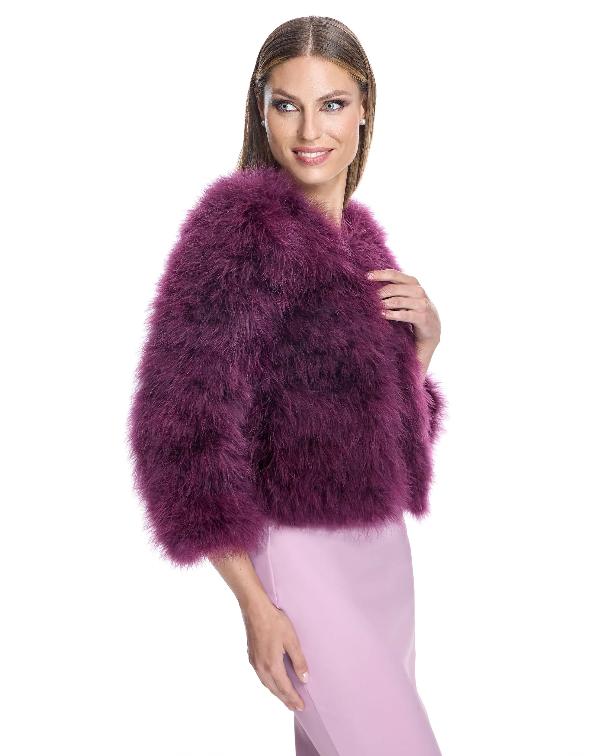 Collarless Feather Bolero