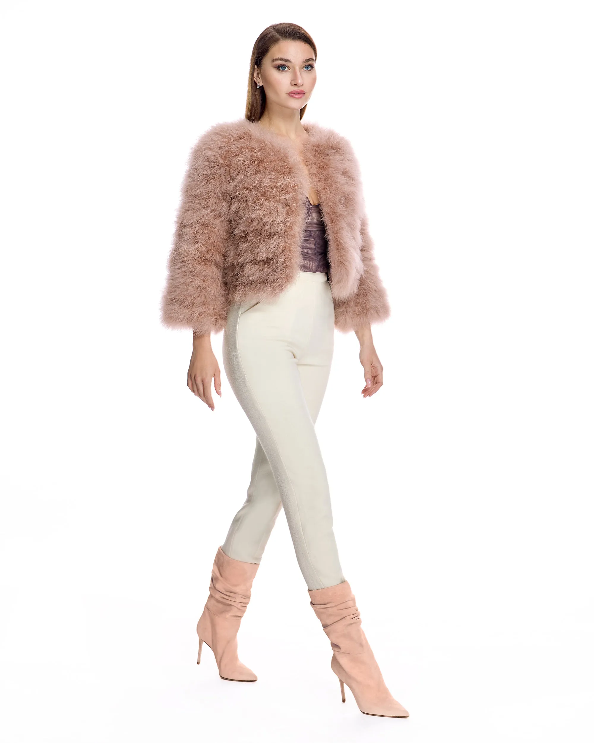 Collarless Feather Bolero