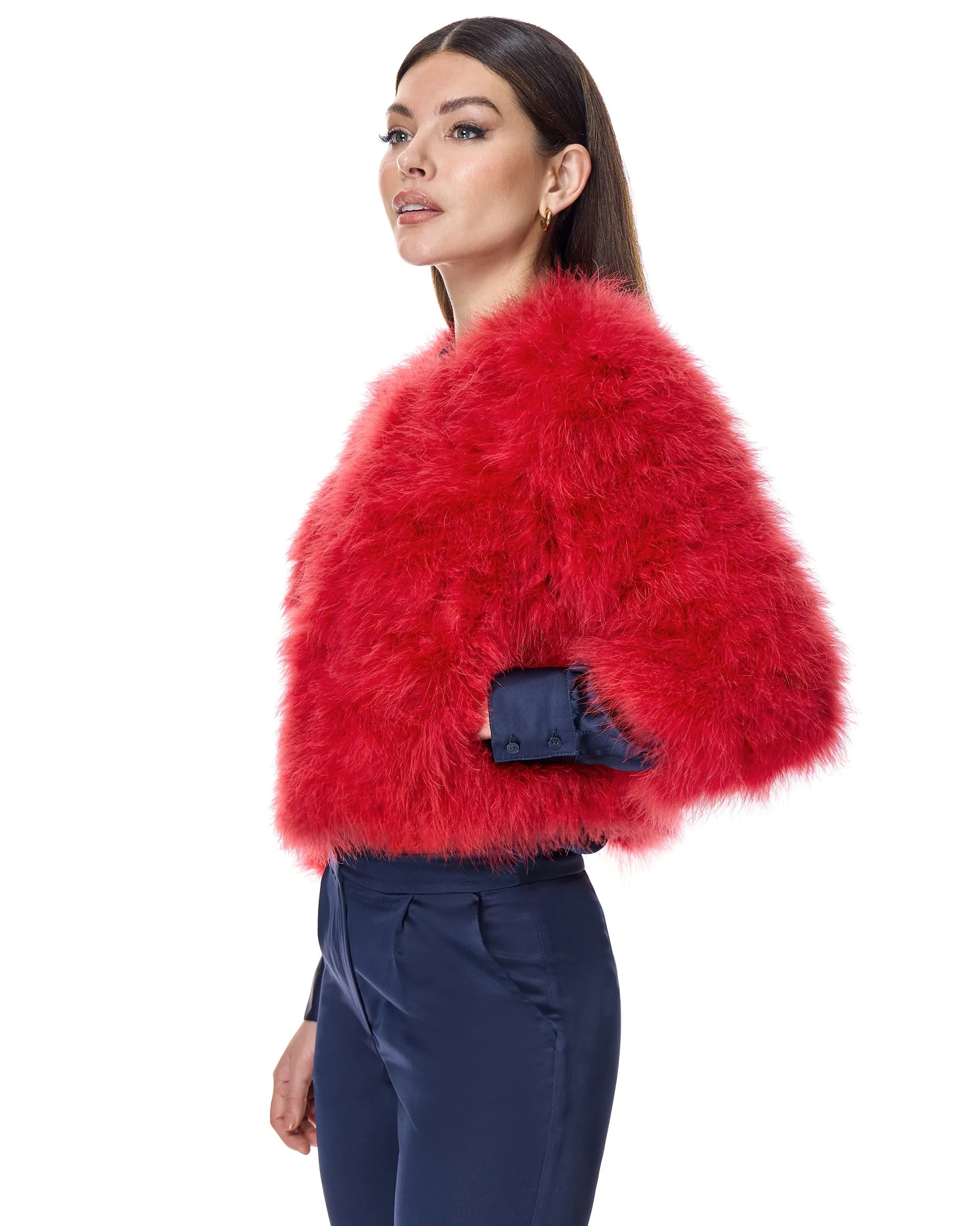 Collarless Feather Bolero