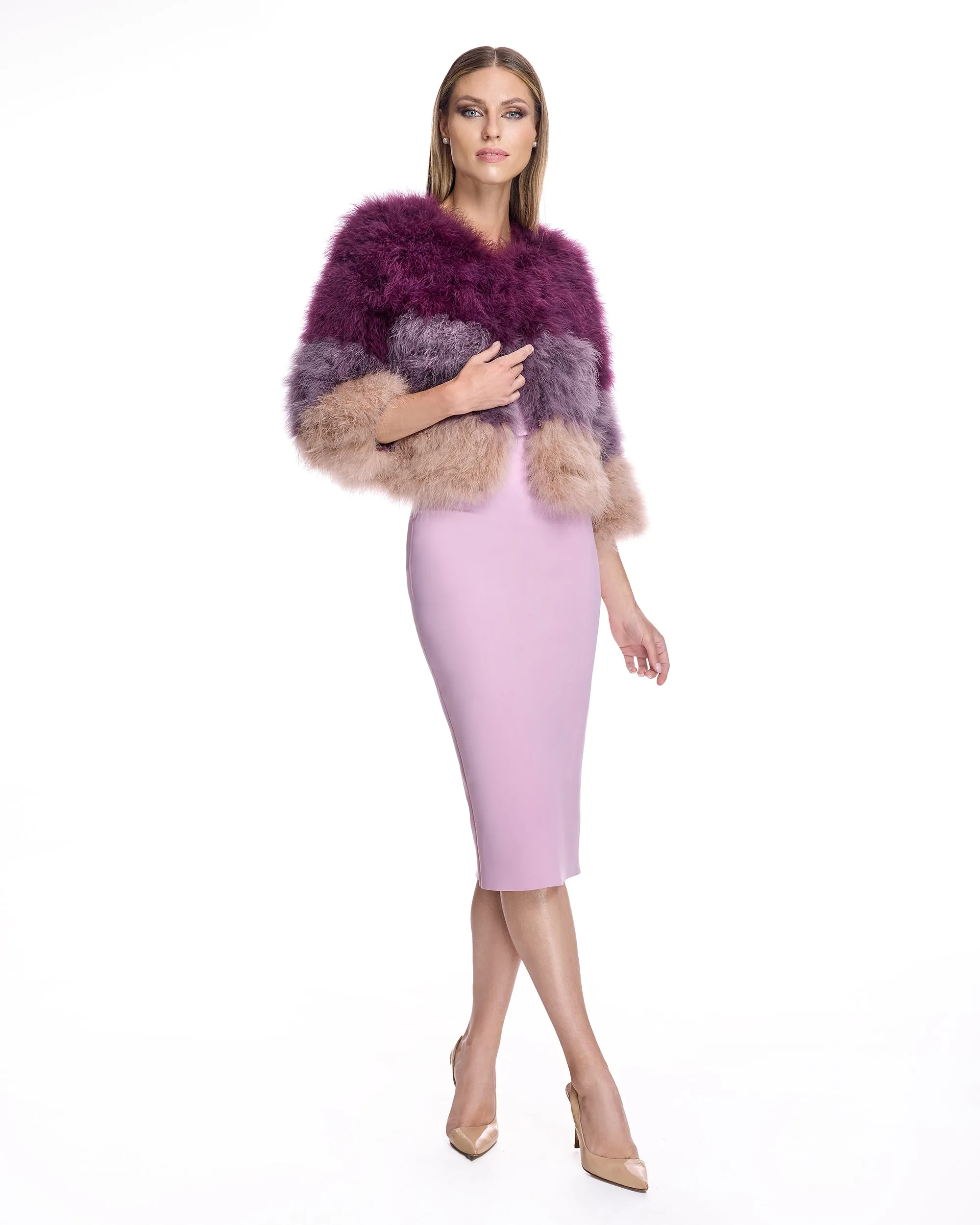 Collarless Feather Bolero