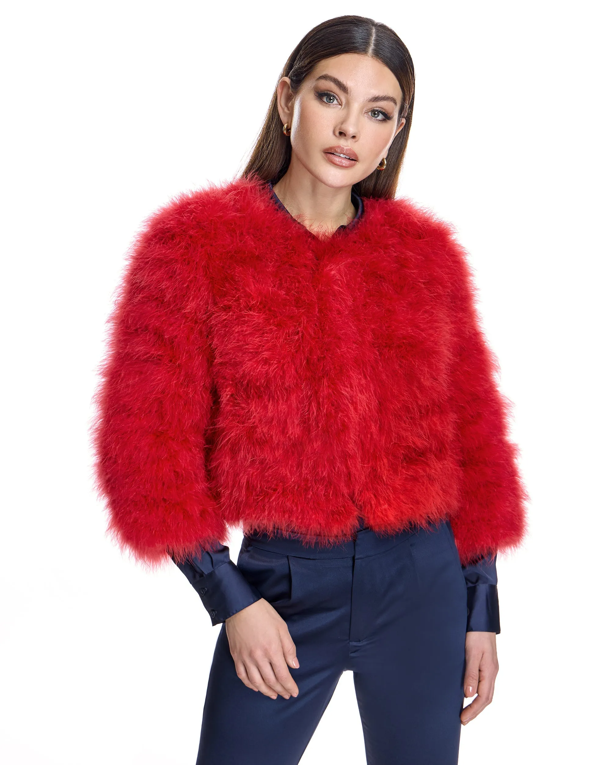 Collarless Feather Bolero