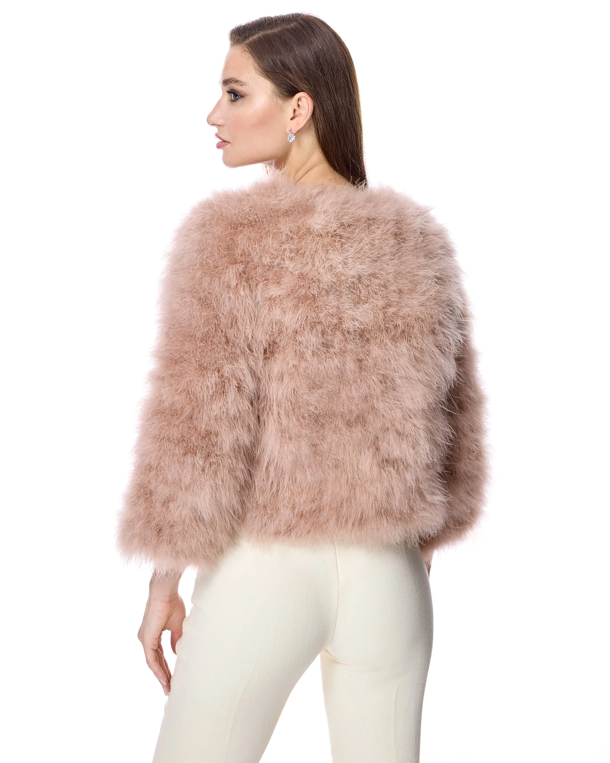 Collarless Feather Bolero
