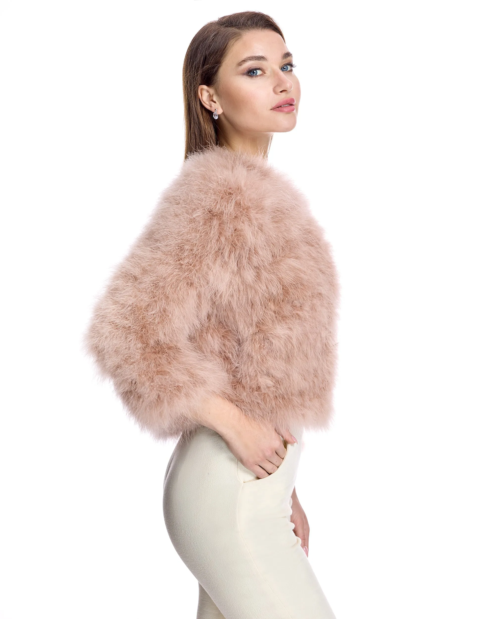 Collarless Feather Bolero