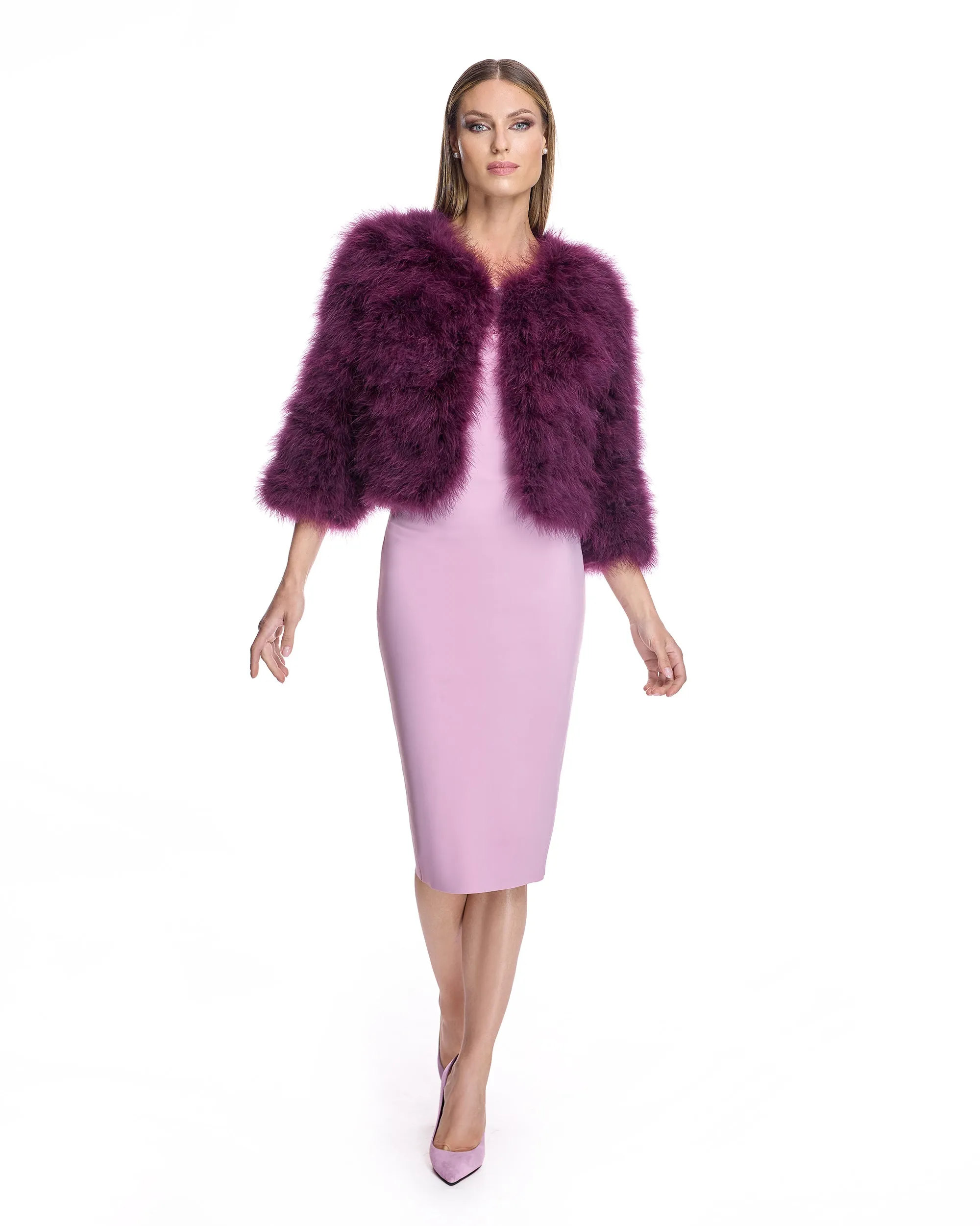 Collarless Feather Bolero