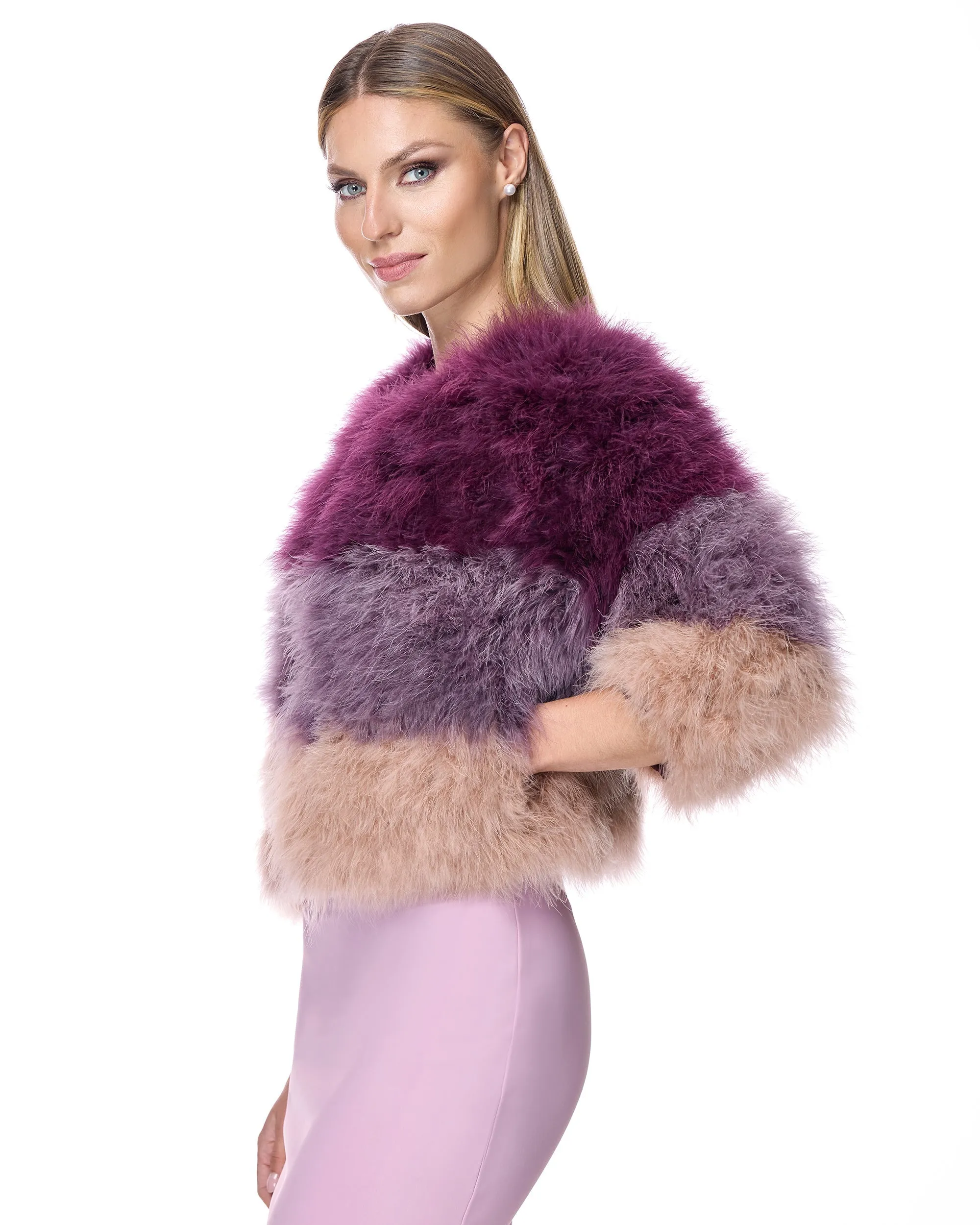 Collarless Feather Bolero