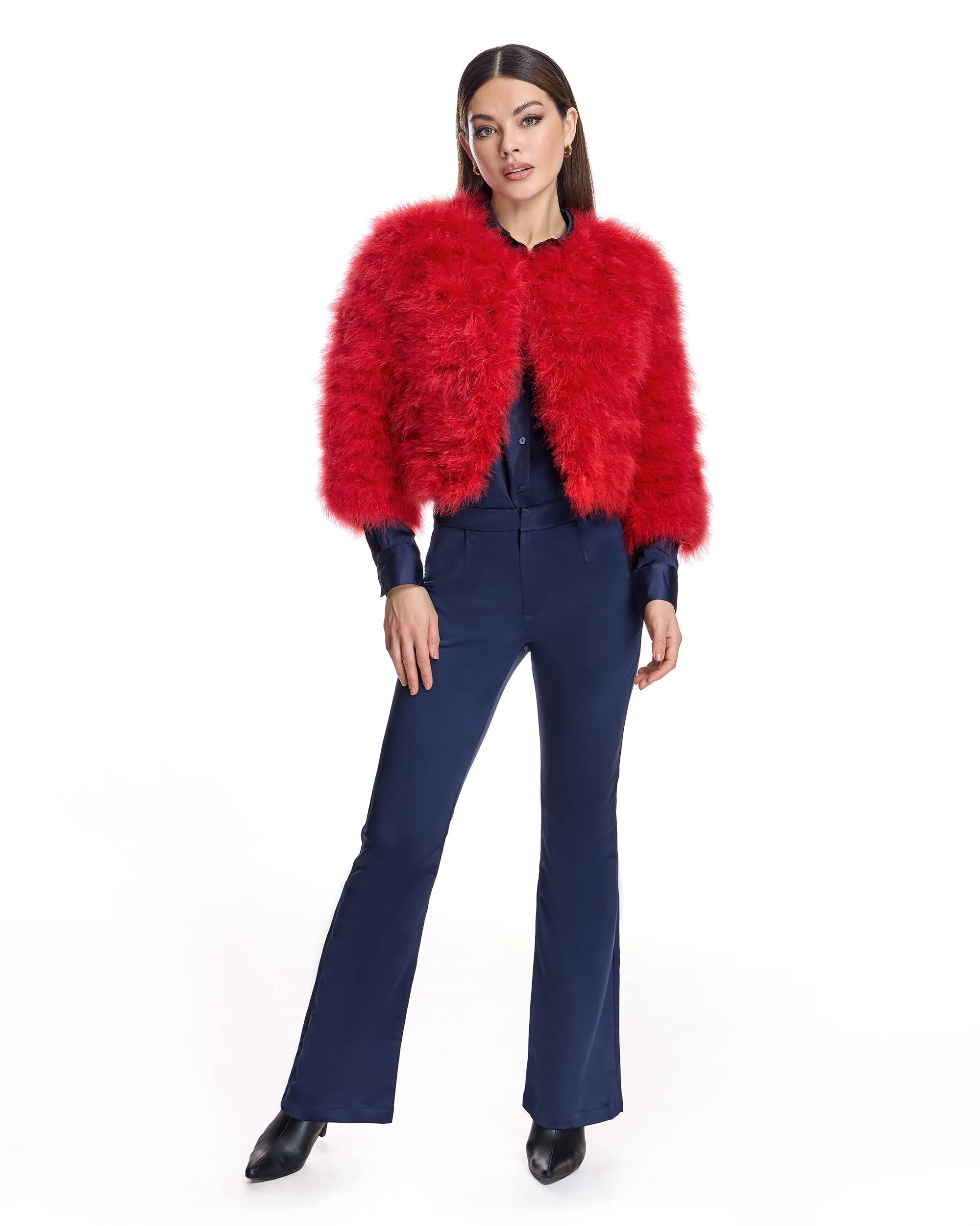 Collarless Feather Bolero