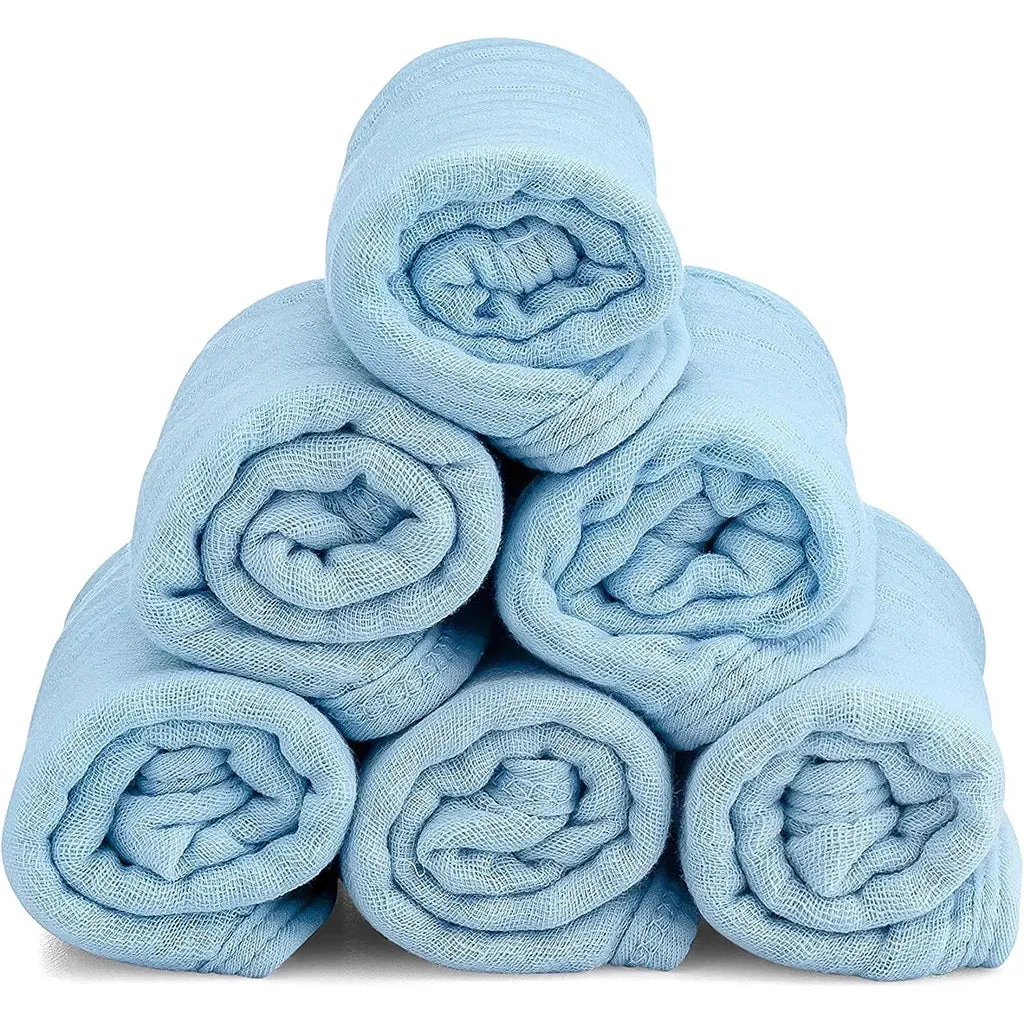 Comfy Cubs Muslin Burp Cloths - Sky Blue (Pack of 6)
