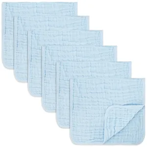 Comfy Cubs Muslin Burp Cloths - Sky Blue (Pack of 6)