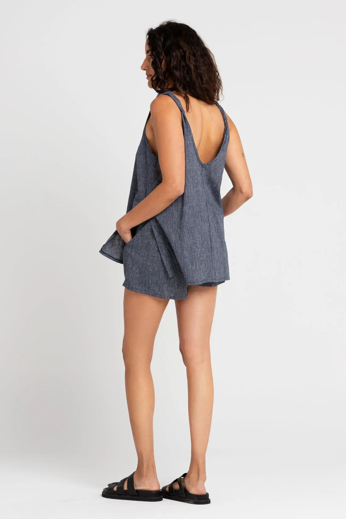 Cooper Hemp Cotton Short Navy Stripe